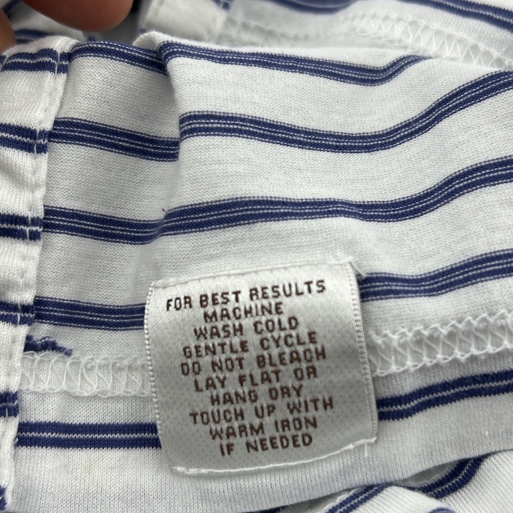 Peter Millar Mens Large White Navy Blue Striped Cotton Golf Polo Shirt Short Slv - Picture 6 of 8